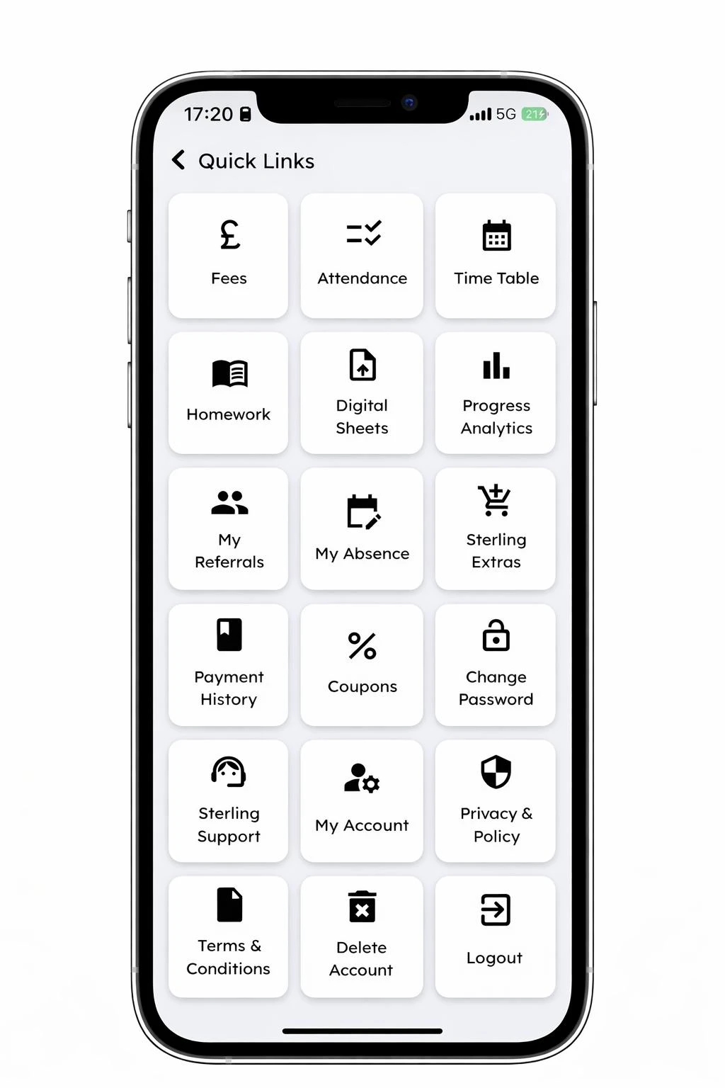 App home screen